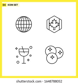 4 Icon Set. Simple Line Symbols. Outline Sign on White Background for Website Design Mobile Applications and Print Media.