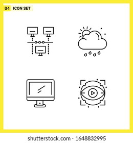 4 Icon Set. Simple Line Symbols. Outline Sign on White Background for Website Design Mobile Applications and Print Media.