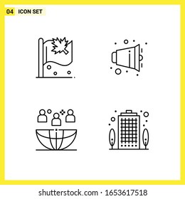 4 Icon Set. Simple Line Symbols. Outline Sign on White Background for Website Design Mobile Applications and Print Media.