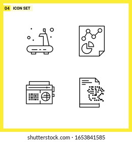 4 Icon Set. Simple Line Symbols. Outline Sign on White Background for Website Design Mobile Applications and Print Media.