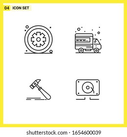 4 Icon Set. Simple Line Symbols. Outline Sign on White Background for Website Design Mobile Applications and Print Media.