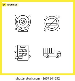 4 Icon Set. Simple Line Symbols. Outline Sign on White Background for Website Design Mobile Applications and Print Media.