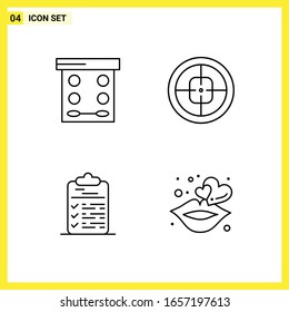 4 Icon Set. Simple Line Symbols. Outline Sign on White Background for Website Design Mobile Applications and Print Media.