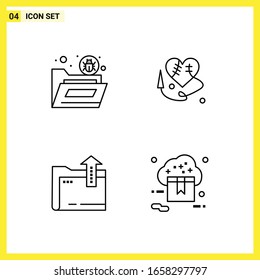 4 Icon Set. Simple Line Symbols. Outline Sign on White Background for Website Design Mobile Applications and Print Media.