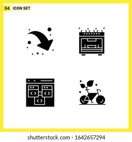 4 Icon Set. Simple Solid Symbols. Glyph Sign on White Background for Website Design Mobile Applications and Print Media.