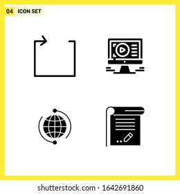 4 Icon Set. Simple Solid Symbols. Glyph Sign on White Background for Website Design Mobile Applications and Print Media.