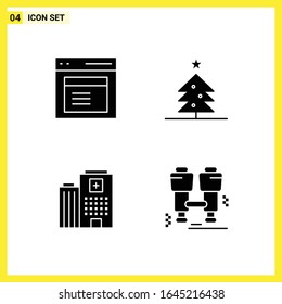 4 Icon Set. Simple Solid Symbols. Glyph Sign on White Background for Website Design Mobile Applications and Print Media.
