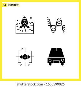 4 Icon Set. Simple Solid Symbols. Glyph Sign on White Background for Website Design Mobile Applications and Print Media.