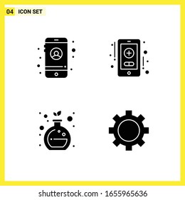 4 Icon Set. Simple Solid Symbols. Glyph Sign on White Background for Website Design Mobile Applications and Print Media.
