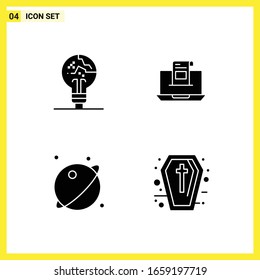 4 Icon Set. Simple Solid Symbols. Glyph Sign on White Background for Website Design Mobile Applications and Print Media.
