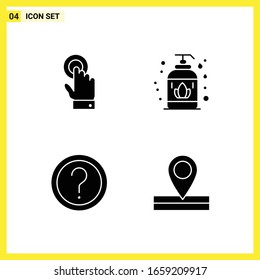 4 Icon Set. Simple Solid Symbols. Glyph Sign on White Background for Website Design Mobile Applications and Print Media.