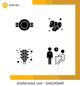4 Icon Set. Solid Style Icon Pack. Glyph Symbols isolated on White Backgound for Responsive Website Designing.