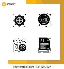 4 Icon Set. Solid Style Icon Pack. Glyph Symbols isolated on White Backgound for Responsive Website Designing.