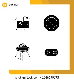 4 Icon Set. Solid Style Icon Pack. Glyph Symbols isolated on White Backgound for Responsive Website Designing.