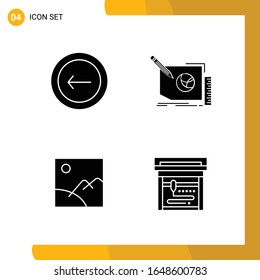 4 Icon Set. Solid Style Icon Pack. Glyph Symbols isolated on White Backgound for Responsive Website Designing.