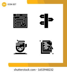 4 Icon Set. Solid Style Icon Pack. Glyph Symbols isolated on White Backgound for Responsive Website Designing.