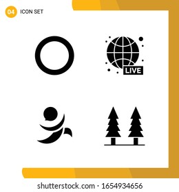 4 Icon Set. Solid Style Icon Pack. Glyph Symbols isolated on White Backgound for Responsive Website Designing.