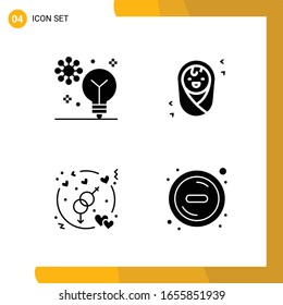 4 Icon Set. Solid Style Icon Pack. Glyph Symbols isolated on White Backgound for Responsive Website Designing.
