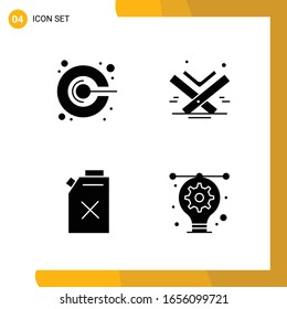 4 Icon Set. Solid Style Icon Pack. Glyph Symbols isolated on White Background for Responsive Website Designing.