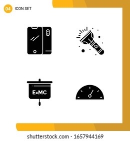 4 Icon Set. Solid Style Icon Pack. Glyph Symbols isolated on White Backgound for Responsive Website Designing.