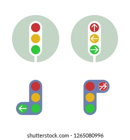 4 icon traffic light with left right arrow sign