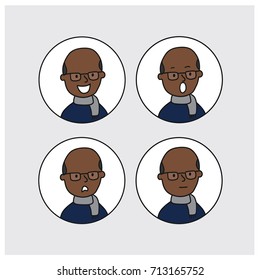 4 Icons Faces Man - African American