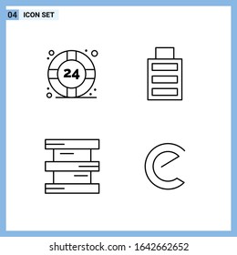 4 Icons. Line style Creative Outline Symbols. Black Line Icon Sign Isolated on White Background.