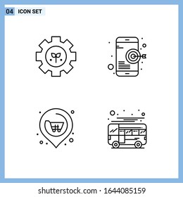 4 Icons. Line style Creative Outline Symbols. Black Line Icon Sign Isolated on White Background.