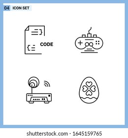 4 Icons. Line style Creative Outline Symbols. Black Line Icon Sign Isolated on White Background.