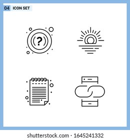4 Icons. Line style Creative Outline Symbols. Black Line Icon Sign Isolated on White Background.