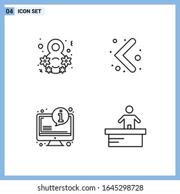 4 Icons. Line style Creative Outline Symbols. Black Line Icon Sign Isolated on White Background.