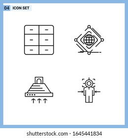 4 Icons. Line style Creative Outline Symbols. Black Line Icon Sign Isolated on White Background.