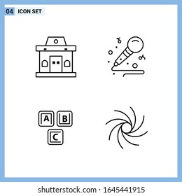 4 Icons. Line style Creative Outline Symbols. Black Line Icon Sign Isolated on White Background.