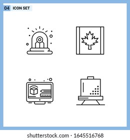 4 Icons. Line style Creative Outline Symbols. Black Line Icon Sign Isolated on White Background.
