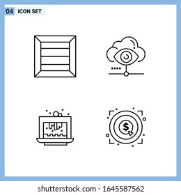 4 Icons. Line style Creative Outline Symbols. Black Line Icon Sign Isolated on White Background.