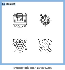 4 Icons. Line style Creative Outline Symbols. Black Line Icon Sign Isolated on White Background.