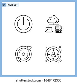 4 Icons. Line style Creative Outline Symbols. Black Line Icon Sign Isolated on White Background.