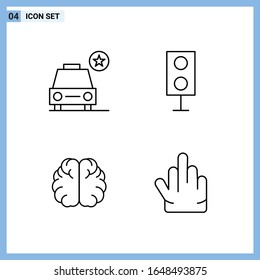 4 Icons. Line style Creative Outline Symbols. Black Line Icon Sign Isolated on White Background.