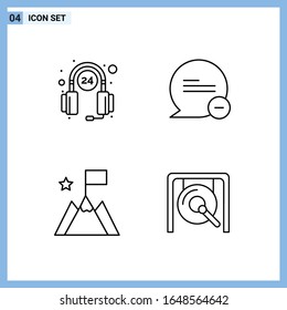 4 Icons. Line style Creative Outline Symbols. Black Line Icon Sign Isolated on White Background.
