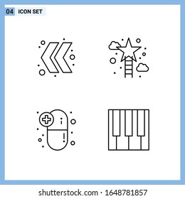 4 Icons. Line style Creative Outline Symbols. Black Line Icon Sign Isolated on White Background.