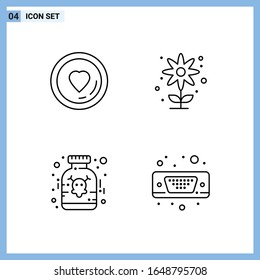  4 Iconos. Símbolos de esquema creativo de estilo de línea. Signo de icono de línea negra aislado en fondo blanco.