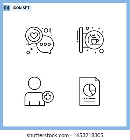 4 Icons. Line style Creative Outline Symbols. Black Line Icon Sign Isolated on White Background.