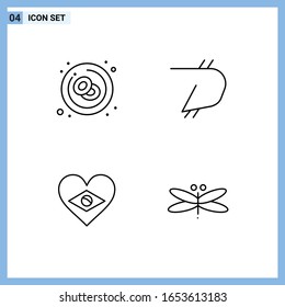 4 Icons. Line style Creative Outline Symbols. Black Line Icon Sign Isolated on White Background.
