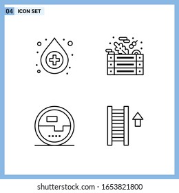  4 Iconos. Símbolos de esquema creativo de estilo de línea. Signo de icono de línea negra aislado en fondo blanco.