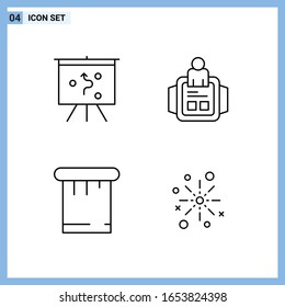  4 Iconos. Símbolos de esquema creativo de estilo de línea. Signo de icono de línea negra aislado en fondo blanco.