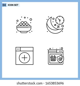 4 Icons. Line style Creative Outline Symbols. Black Line Icon Sign Isolated on White Background.