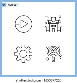 4 Icons. Line style Creative Outline Symbols. Black Line Icon Sign Isolated on White Background.