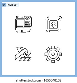 4 Icons. Line style Creative Outline Symbols. Black Line Icon Sign Isolated on White Background.
