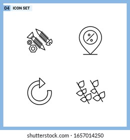  4 Iconos. Símbolos de esquema creativo de estilo de línea. Signo de icono de línea negra aislado en fondo blanco.