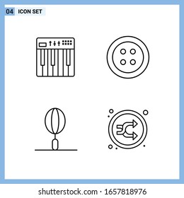 4 Icons. Line style Creative Outline Symbols. Black Line Icon Sign Isolated on White Background.